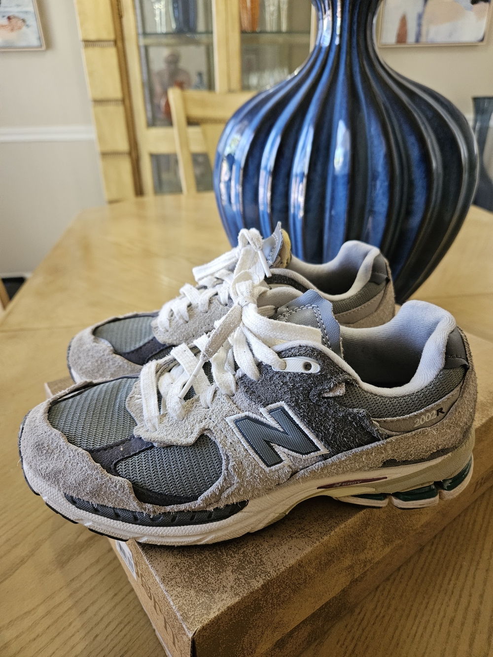 New Balance Kids' 2002R Grey Mesh & Suede Sneakers